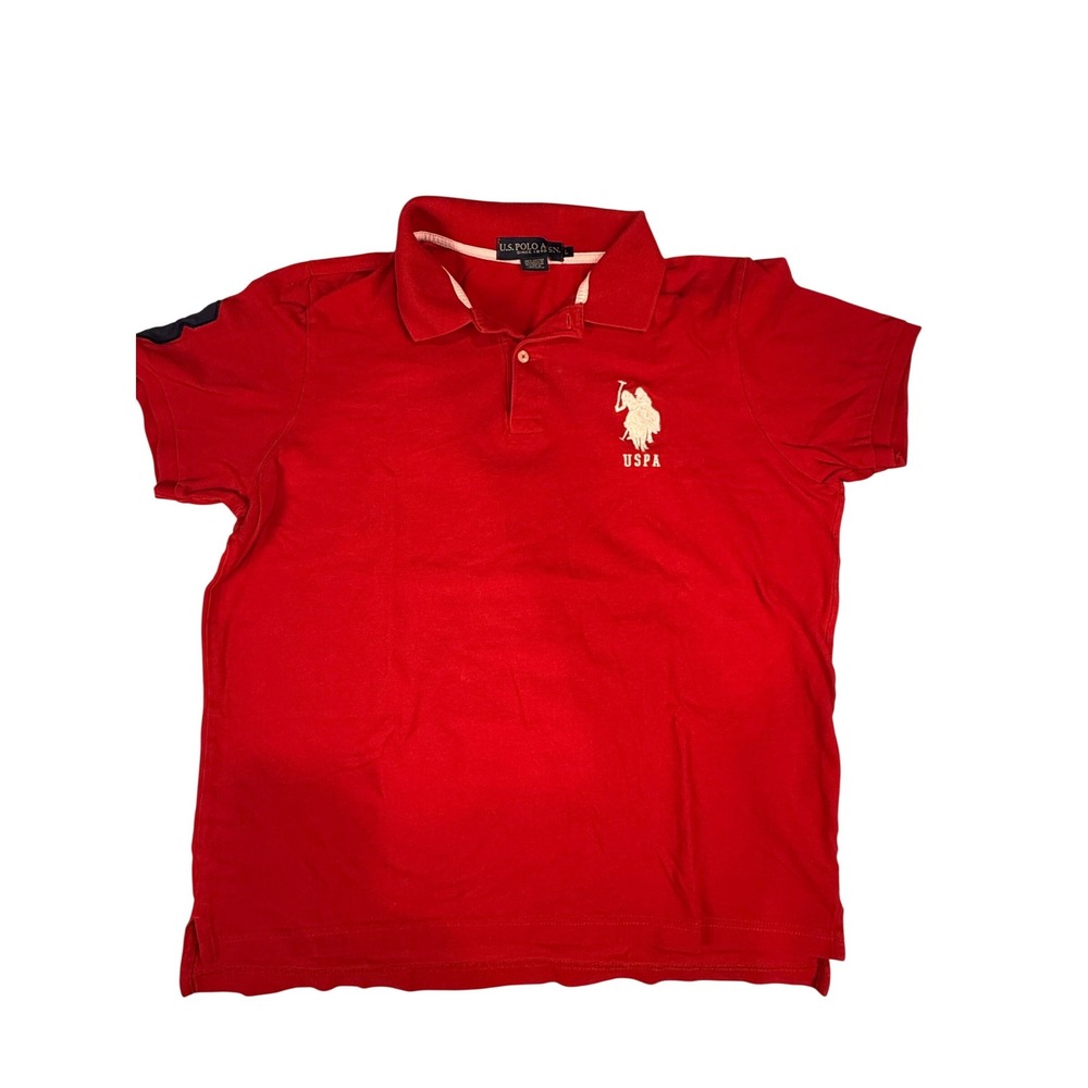 US Polo Assn Mens Red Pique Polo Shirt Big Logo Short Sleeve Size L 11304488